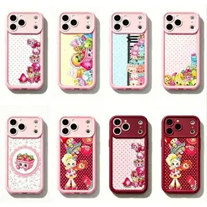 Shopkins cartoon print phone case, adopted sky ladder layered material, suitable for iPhone 11-17 Pro Max/Plus and Samsung Galaxy S23-25.