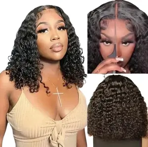 Cute Curls Wear and Go Glueless Wigs Human Hair Pre Plucked Water Wave Bob Wig Human Hair Lace Front Wigs for Beginners Upgraded No Glue Pre Cut 13x4 Lace Closure Glueless Wigs for Black Women Human Hair #SummerVibes