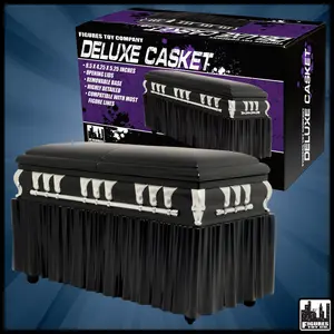 Deluxe Black Casket for WWE & AEW Wrestling Action Figures with Removable Base