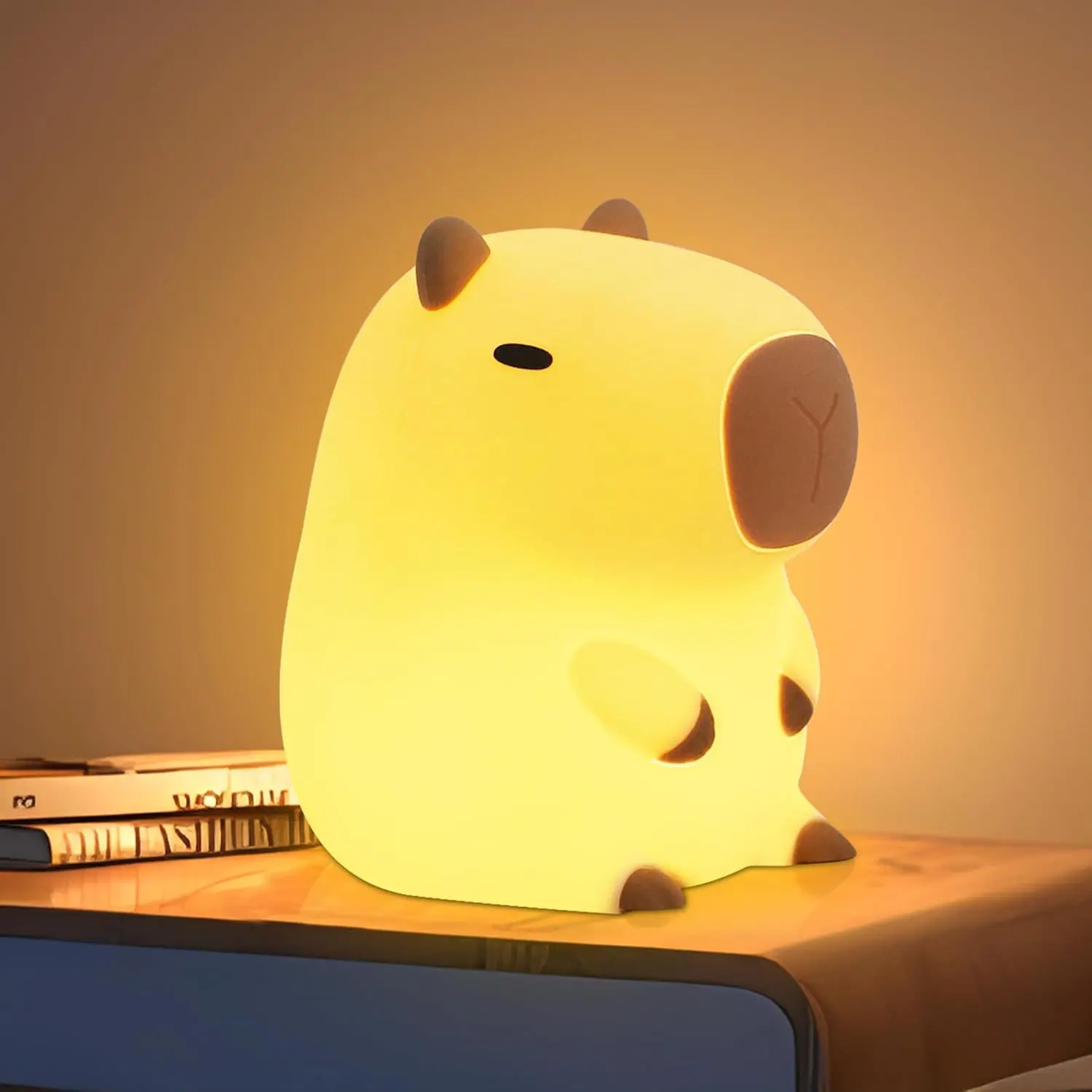 Cute Silicone Capybara Night Light - Rechargeable Tap-Control Dimmable Squishy Table Lamp with Timer, Auto Shut-Off, Room Decor, Baby Shower Birthday Gift for Women Teens Decoration Lamp Electronic Lamp