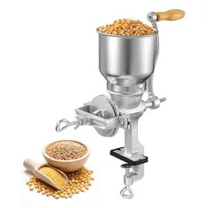 Manual Grain Mill With High Hopper For Home Kitchen Use, Hand-Crank Corn Grinder, Heavy-Duty Cast Iron Wheat Grinding Mill With Stable Table Clamp, Adjustable Coarseness For Grains, Spices, Coffee Beans, Nuts, And More