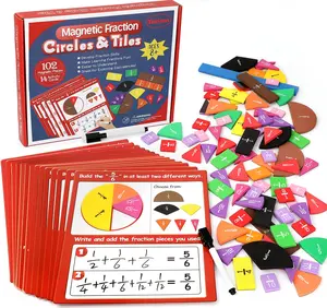Magnetic Fraction Tiles & Fraction Circles Activity Set - Math Manipulatives for Elementary School - Fraction Magnets & Resources - Fraction Strips & Bars