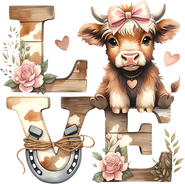 DTF Transfer – Cow Love Multi Sizes (CW-HC003)
