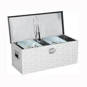 Truck Bed Tool Box, Heavy Duty Aluminum Diamond Plate ToolBox for Pick Up RV Truck Trailer, Trailer Toolboxs Storage with Side Handle, Lock and Keys