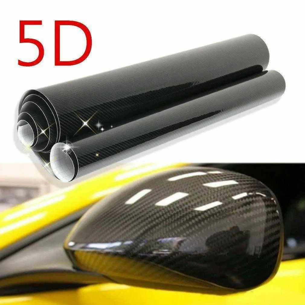 Premium Smooth Uniform Carbon Fiber Vinyl Roll Auto Wrap for Vehicles, 5ft 5D Set, Water-Resistant, Easy to Clean, Heat-Protective