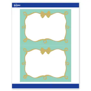 Avery® Printable Rectangle Invitation Cards, 5" x 7", Matte White, Sure Feed® Technology, Pre-printed Mint Border, Gold Bow Design Great for Weddings, Laser & Inkjet Compatible, 40 Total