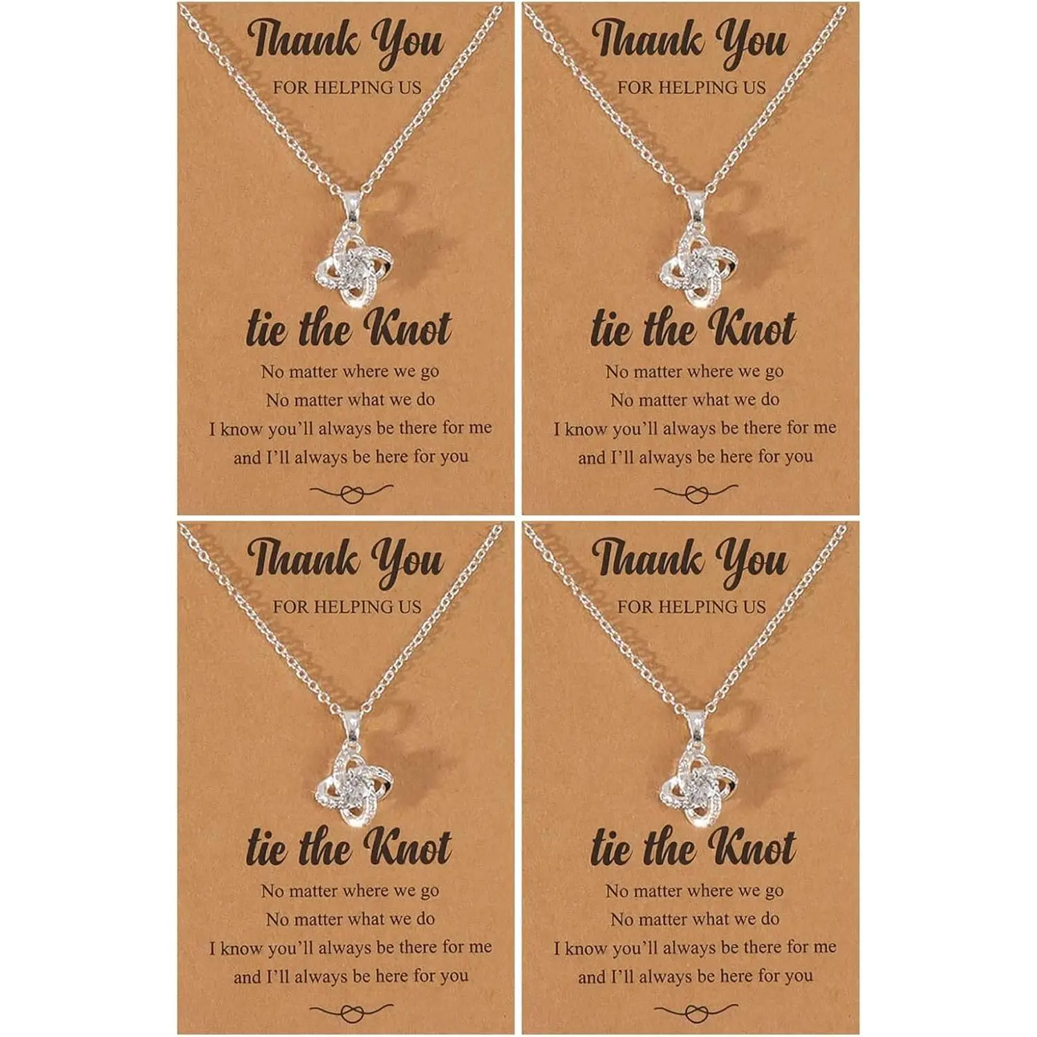 2/3/4/6/8Pcs Bridesmaid Gifts Bridesmaid Necklace for Women Tie The Knot Necklace Wedding Gifts Bridesmaids Proposal Gift