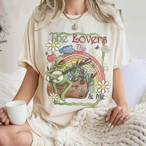 Comfort Colors Vintage Watercolor Kermit the Frog Comfort Colors Shirt, Muppets Rainbow Tee, “The Lovers The Dreamers and Me”, Family Trip Tee 2026 Unisex Womenswear Graphic Tops 546