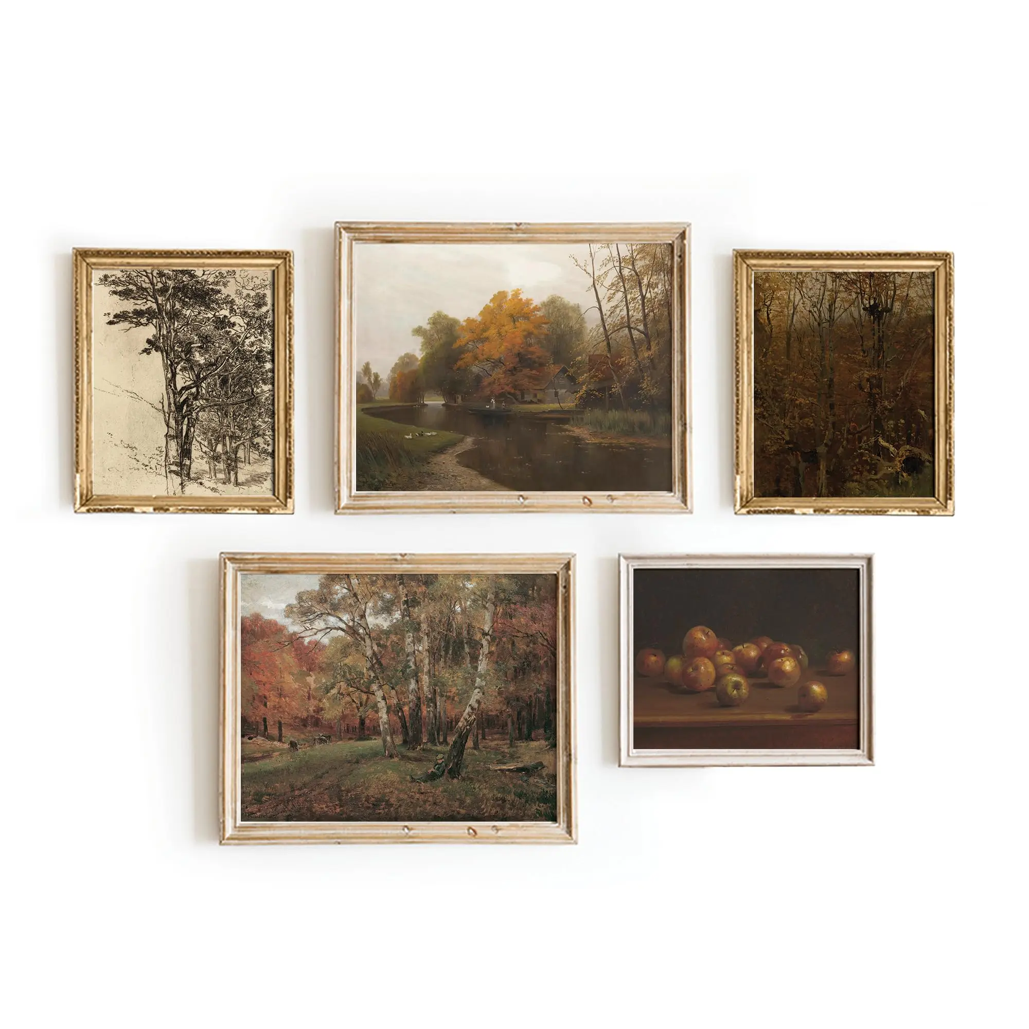 Vintage Posters For Room Aesthetic - Set 5 Autumn Aesthetic Gallery Wall Art, Vintage Prints For Wall Decor, French Country Artwork, French Country Wall Decor, Fall Vintage French Wall Art (UNFRAMED)