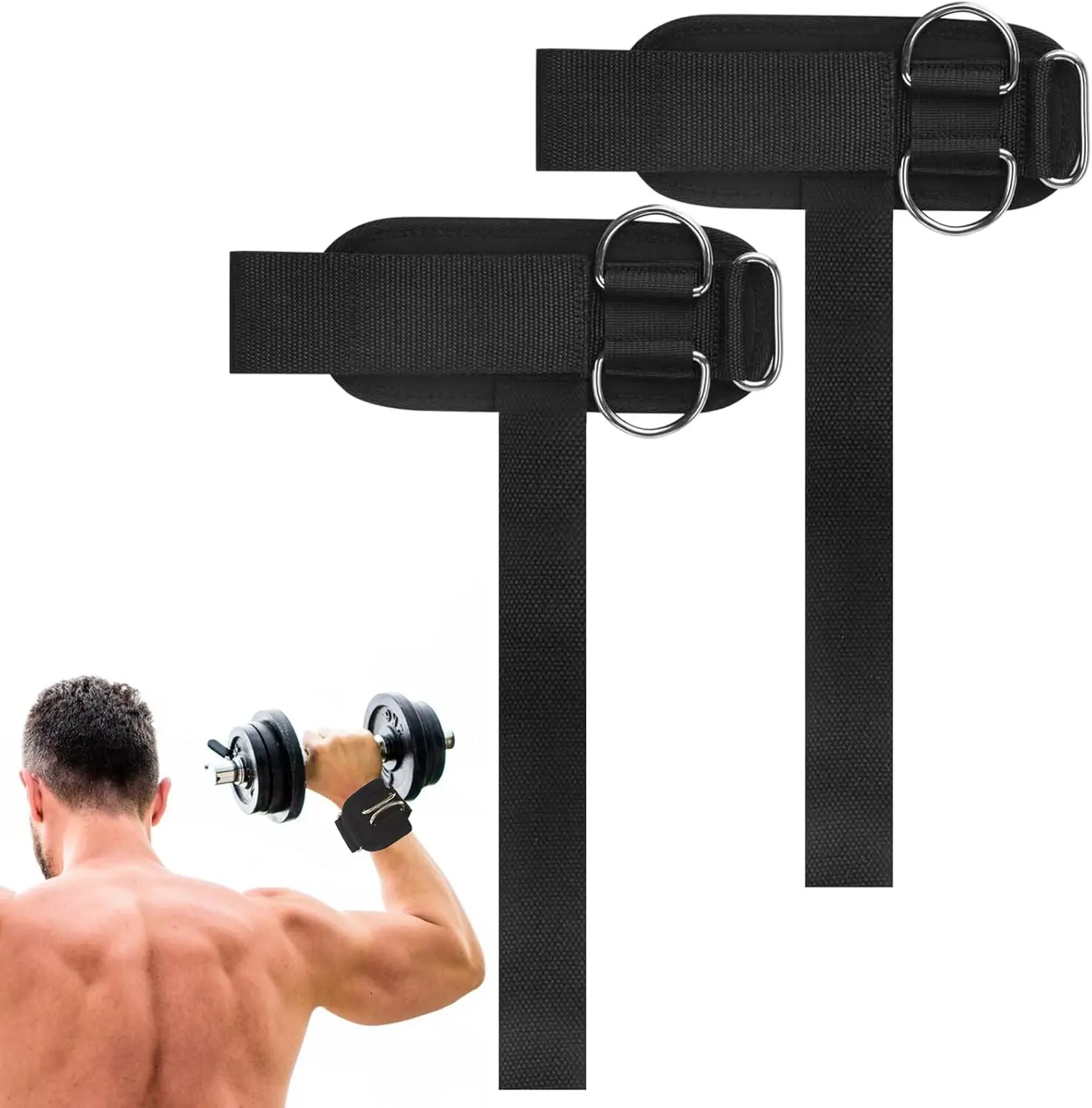 Heavy Duty D-Ring Weight Lifting Wrist Straps with Anti-Slip Silicone Beads, Secure Wrap, Adjustable Deadlift Support for Powerlifting & Gym Training, Anti-Slip Beads hand