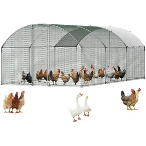 VEVOR Large Metal Chicken Coop, 9.8x 9.8x 6.6 ft Walk in Chicken Runs for Yard with Cover Sturdy Frame, Poultry Cage for Ducks Rabbits Hen Goose, Chicken Pens for Outdoor Backyard FarmVEVOR Super Brand Day