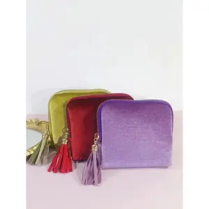 Fashionable Simple Solid Color Luxury Jewelry Storage Bag, Tassel Zipper Pouch, Portable Organizer for Rings Necklaces Bracelets