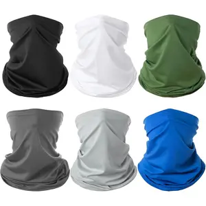 Unisex Adults 6-Pack Ice Silk Cooling Neck Gaiter - UV Protection Face Scarf, Moisture-Wicking Balaclava, Stretch Breathable Sports Headwear for Cycling, Hiking