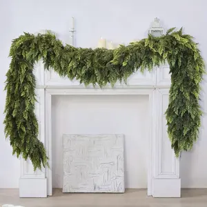 70.86 inches realistic simulated Christmas vines, fox vines, Norwegian spruce wreaths - ideal choices for Christmas, dining rooms, fireplaces, and outdoor decorations. Farmhouse style Christmas decorations, plastic wreaths, Garland Ribbon