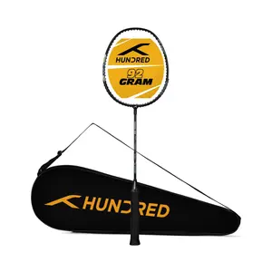 HUNDRED Powertech 200 PRO Badminton Racquet with Head Cover (Black,White,Navy Size: Standard, Grip Size:G5) | Strung | Material: Aluminium | For Intermediate Players | Weight: 95 grams | Maximum String Tension - 18-20lbs