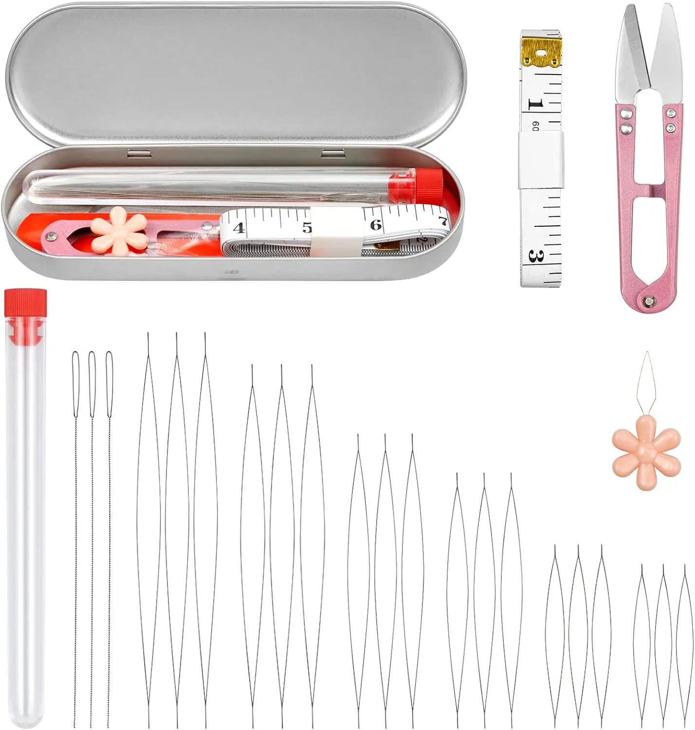 Beading & Jewelry Making  21 Pieces Beading Needles Set, 6 Sizes Seed Beads Needles Big Eye Beading Needles Collapsible Beading Needles Set