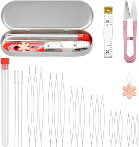 Beading & Jewelry Making  21 Pieces Beading Needles Set, 6 Sizes Seed Beads Needles Big Eye Beading Needles Collapsible Beading Needles Set