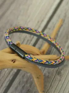 Dragon Scale Weave Nylon Bracelet with Magnetic Buckle, Unisex Outdoor Casual Accessory, Double Layer Design, Perfect for Daily Wear