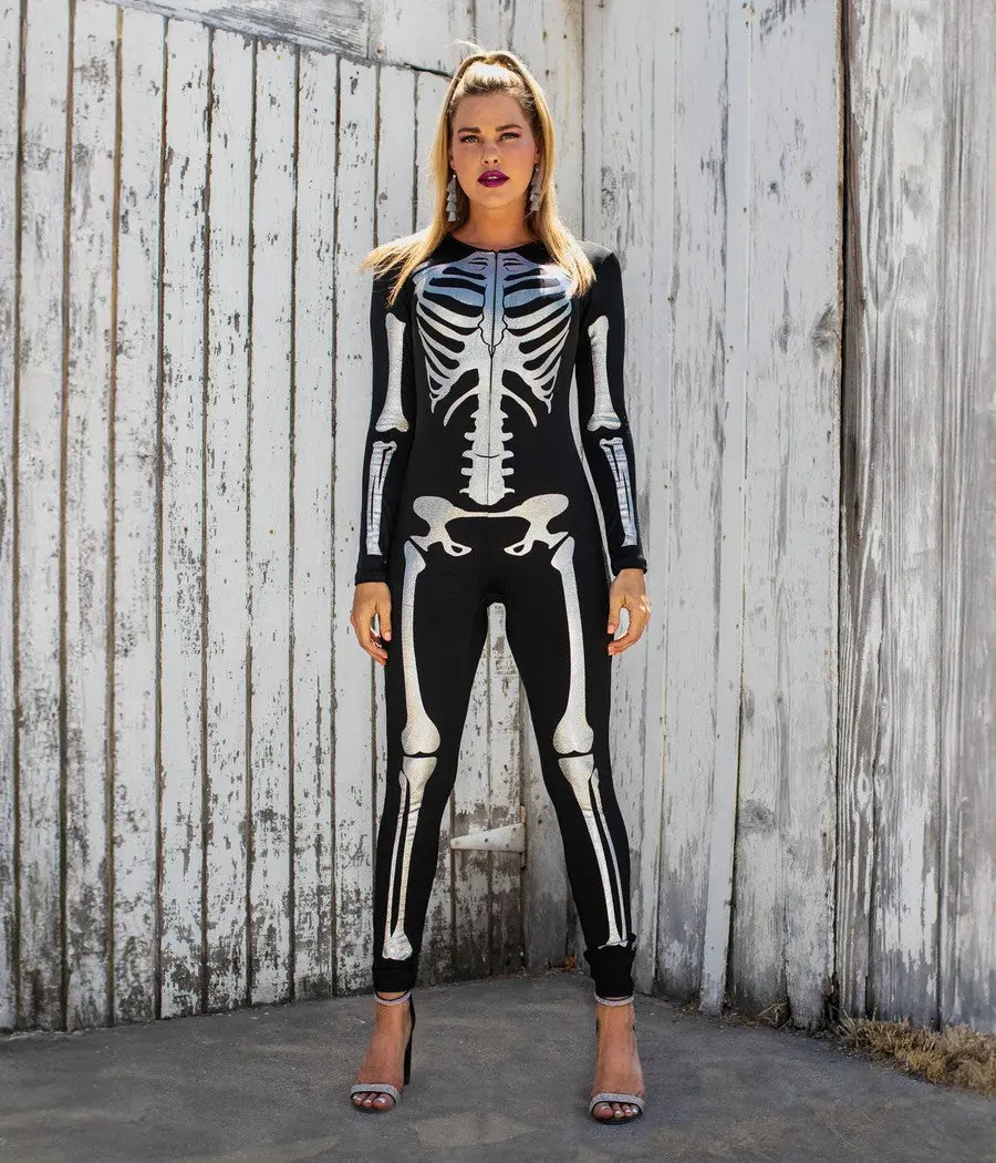 Shimmer Skeleton Bodysuit Costume