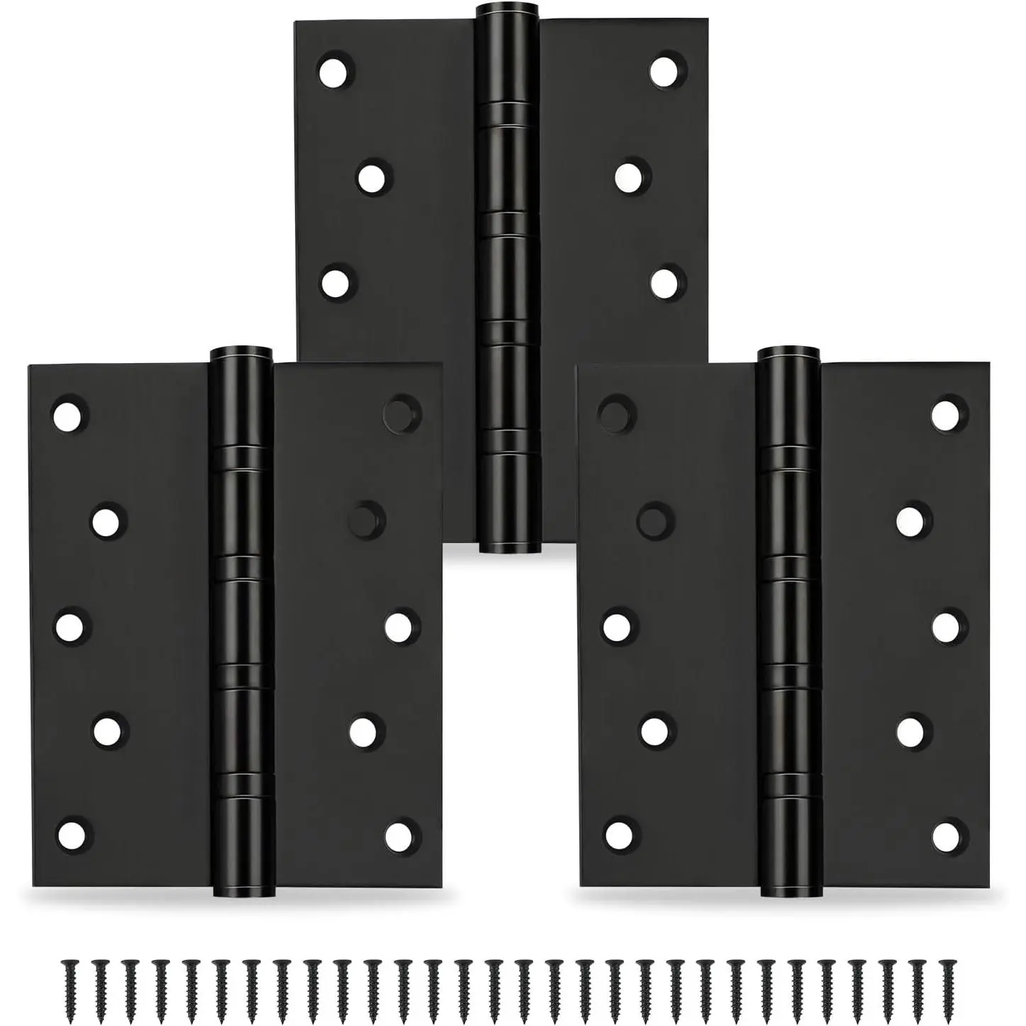 3-Pack Black Door Hinges, 5 Inch Heavy Duty Stainless Steel Hinge for Interior Exterior Doors, Max Loading 150LB, Matte Black Ball Bearing Hinges with Screws, Smooth and Quiet