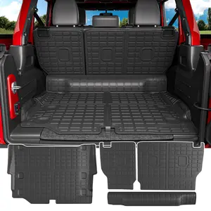 Cargo Mat Compatible with 2021-2025 Jeep Wrangler JL 4XE 4 Door Trunk Mat Backrest Mat TPE Replacement for 2021-2025 Jeep Wrangler JL Accessories (Fit 21-24 JL 4XE, Trunk Mat+Backrest Mat)
