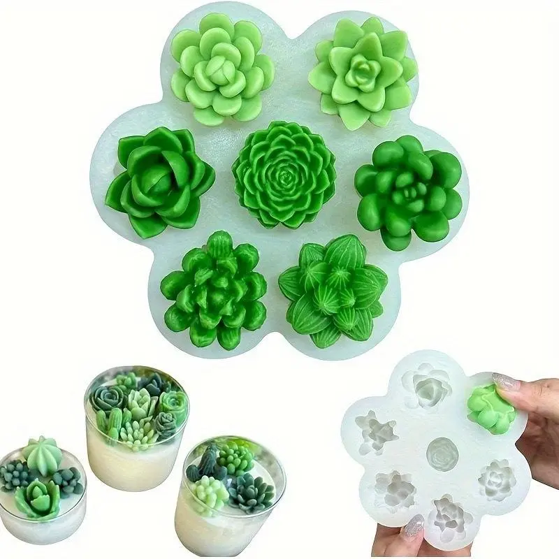 Succulent Shaped Silicone Mold, 1 Count DIY Handmade Soap Mold, Candle Mold, Candle Molds for Candle Making, DIY Candle & Soap Making Tool for Home Decor Crafts, Soap Making Supplies