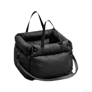 Dog Booster Car Seat, Waterproof PU Leather Upholstered Cat Bed for Car with Storage Pockets, Portable Pet Seat, Bite-Resistant, Perfect for Travel and Home