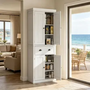 [Bellemave] 72" Tall Freestanding Storage Cabinet,Kitchen Cabinet with Adjustable Shelves,Elegant Bathroom Cabinet