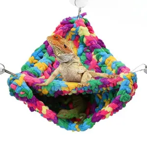 Triangular Soft Hammock for Reptiles & Birds, Lizard Gecko Parrot Hanging Bed, Small Pet Swing Cot for Cage Terrarium, Comfy Resting Spot for Bearded Dragon Leopard Gecko Budgie