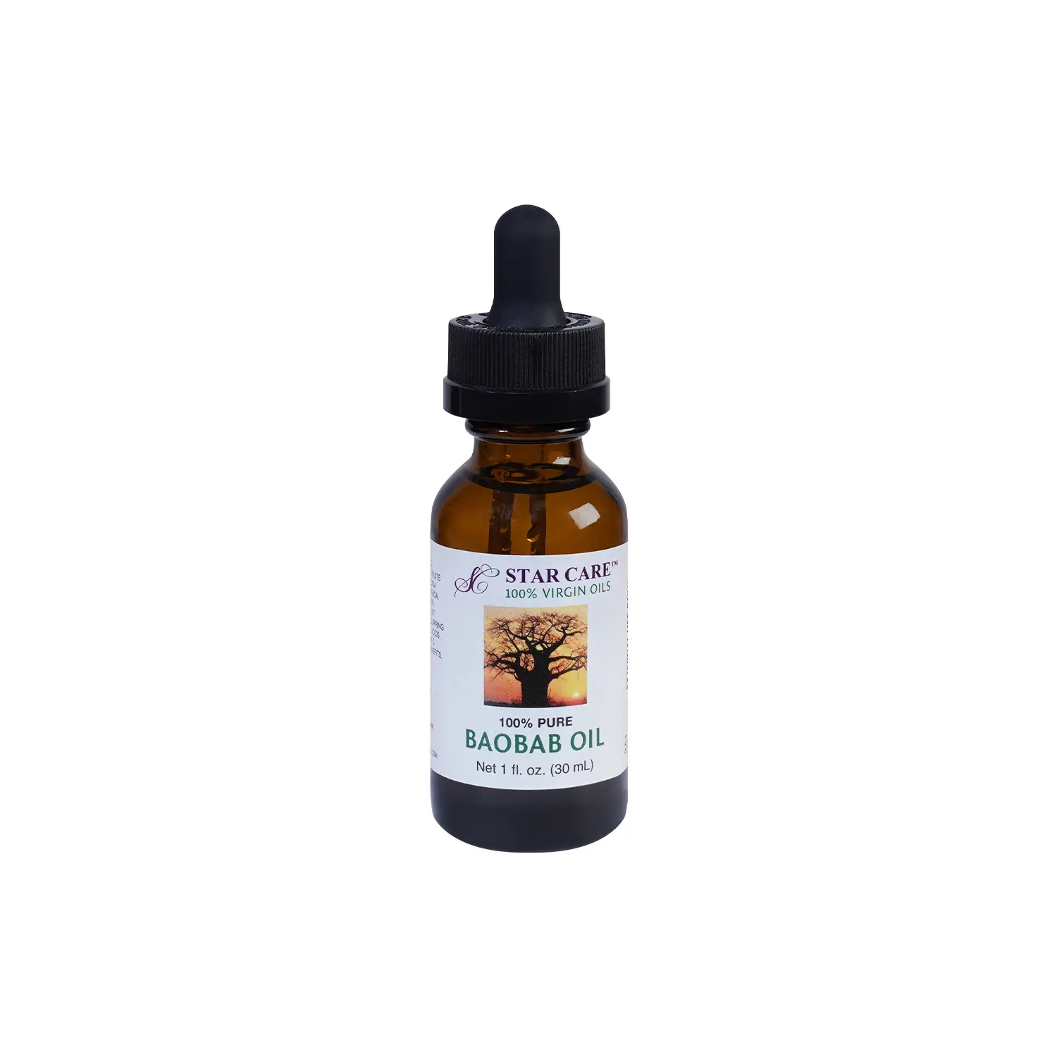 starcare 100% Pure Baobab Oil, Cold-Pressed Nourishing Moisturizer for Dry Skin, Face, Hair & Body Care, 1 oz / 30 ml, Hydrating Dry Skin, Star Care, Naturally Derived, All Natural Body Care
