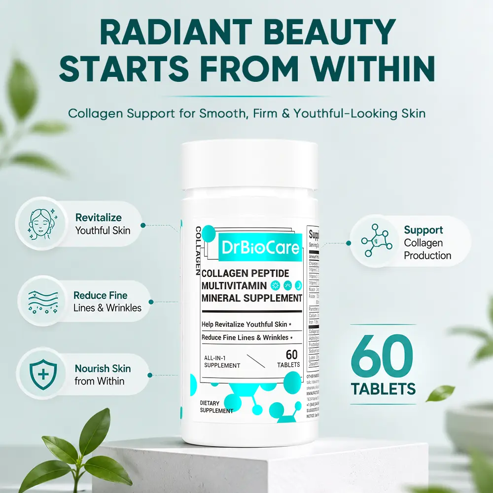 【Limited Time Buy 3 Get 3 Free】DrBioCare Collagen Peptides, Radiant Skin & Beauty Support with Vitamins, Minerals & Probiotics