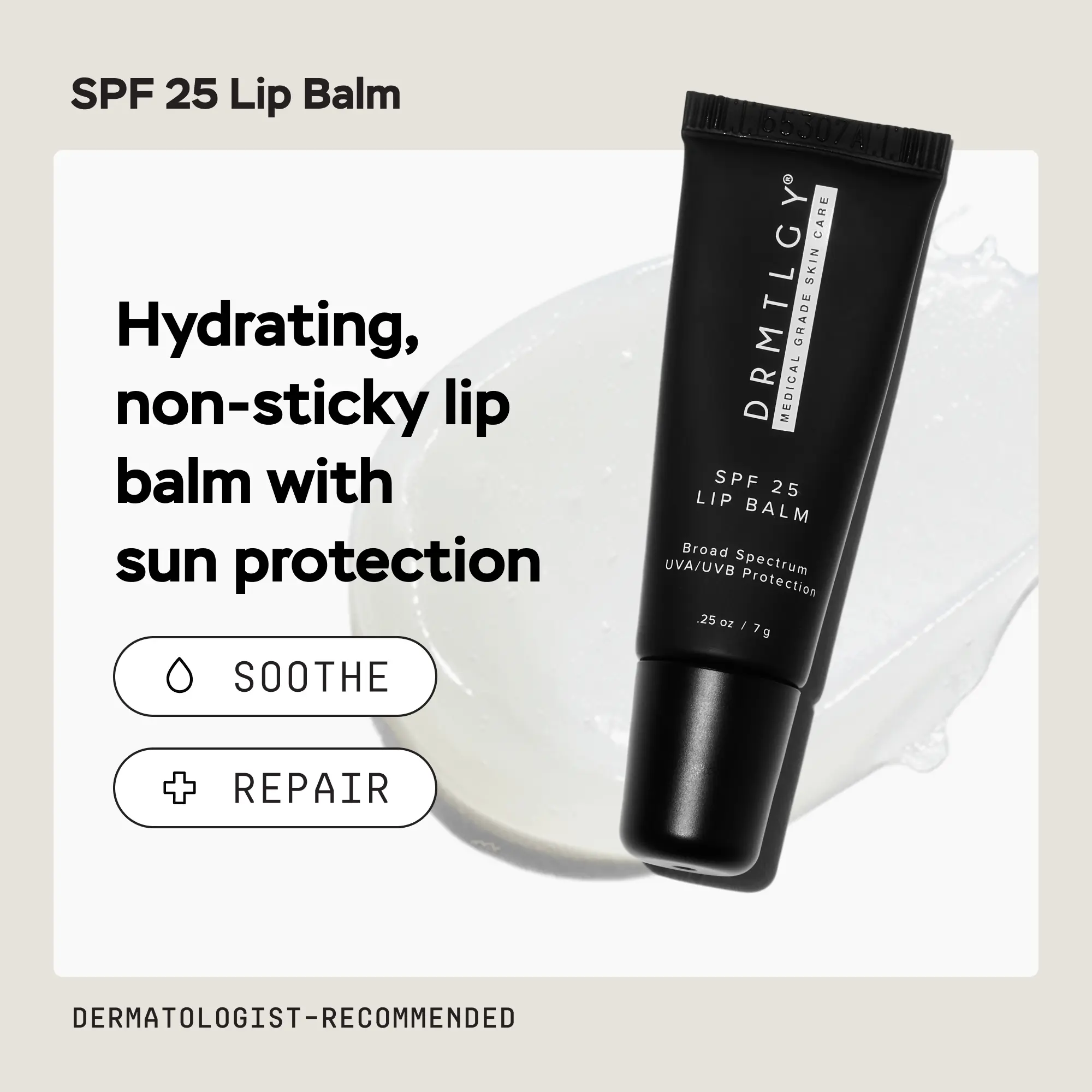 DRMTLGY SPF 25 Lip Balm 0.25 oz with Peppermint