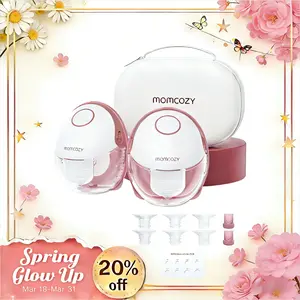 Momcozy  Hands-Free Mobile Breast Pump | M6, Wearable Breast Pump, Ideal Rhythm, DoubleFit Flange, Better Fit, More Discreet, 3 Modes and 9 Levels, 24mm - 2 Pack Comfort Red