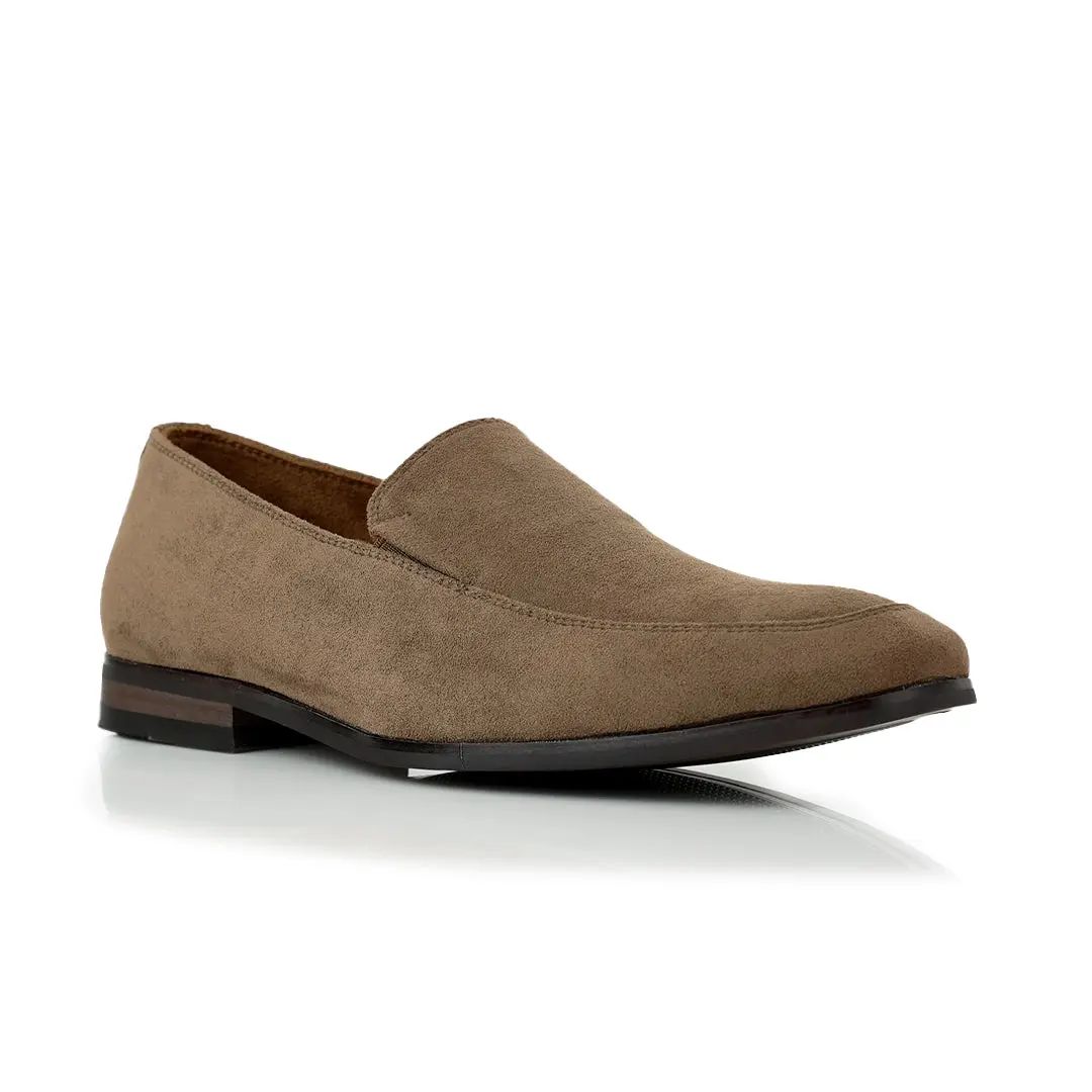 Ferro Aldo Dale minialist style moc-toe penny loafers, in Cognac Suede, Men's Size 6.5 - 13