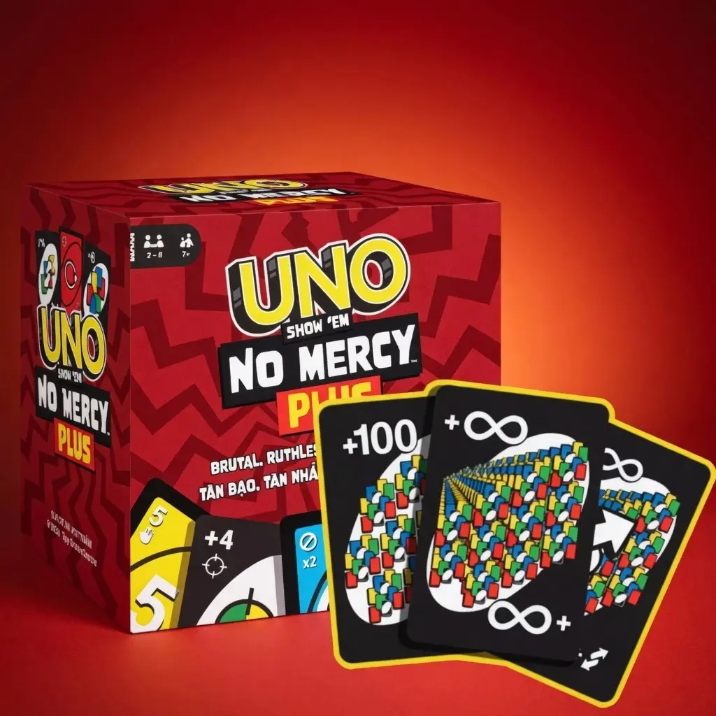 UNO No Mercy Card Game | Updated 45/165/194/196/220-Card Edition | Fun Family & Party Game