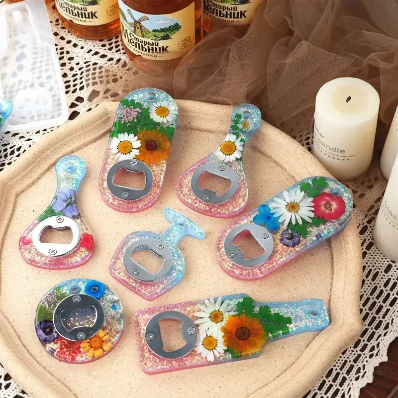 Hot New Diy Handmade Creative Crystal Resin Epoxy Beer Spanner Bottle Opener Dried Flower Epoxy Mirror Silicone Mold Mold for Resin Birthday Christmas Gift 2025
