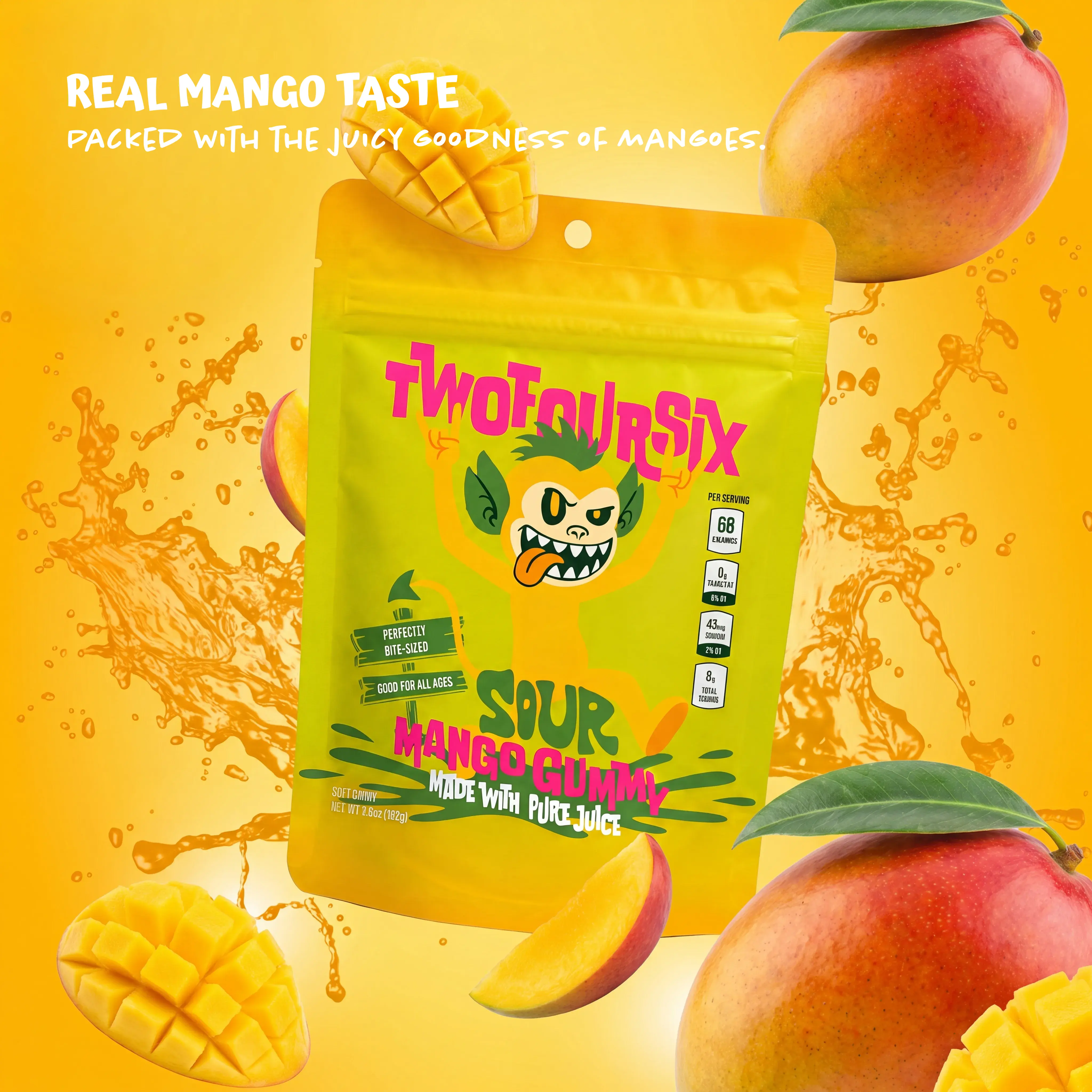 TWOFOURSIX Sour Mango Gummies - Ready-to-Eat Snacks TWOFOURSIX Sour Mango Gummies - Ready-to-Eat Snacks