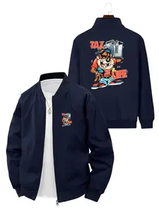 Trendy Cartoon Printed Bomber Jacket for Men's Daily Casual Fashion and Personalized Style