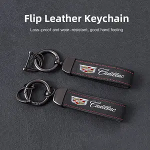 Premium Vintage Suede Leather Car Keychain Heavy Duty Keychain Durable Metal Car Key Ring For Cadillac Escalade CTS ATS XTS CT4 CT5 XT5 XT4 XT6 CT6 Lyriq SRX ELR Celestiq EXT XLR Stylish Keychain