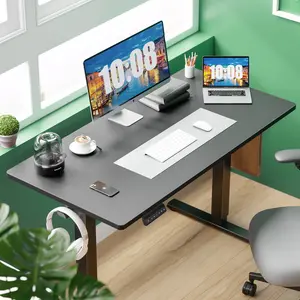 Furnest Furniture Indoor Furniture Desk Electric Adjustable Height Standing Desk - Sit to Stand Up Desk with Splice Board, Rising Home Office Computer Table with 2 Hook and Wire Hole for Home and Work