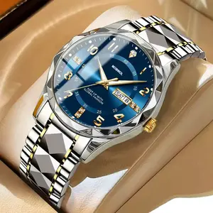 Men's Luxury Business Wristwatch, Multiple Dial Colors, Two-Tone Stainless Steel Band, Waterproof Luminous Timepiece with Date Display, Premium Gift for Gentlemen