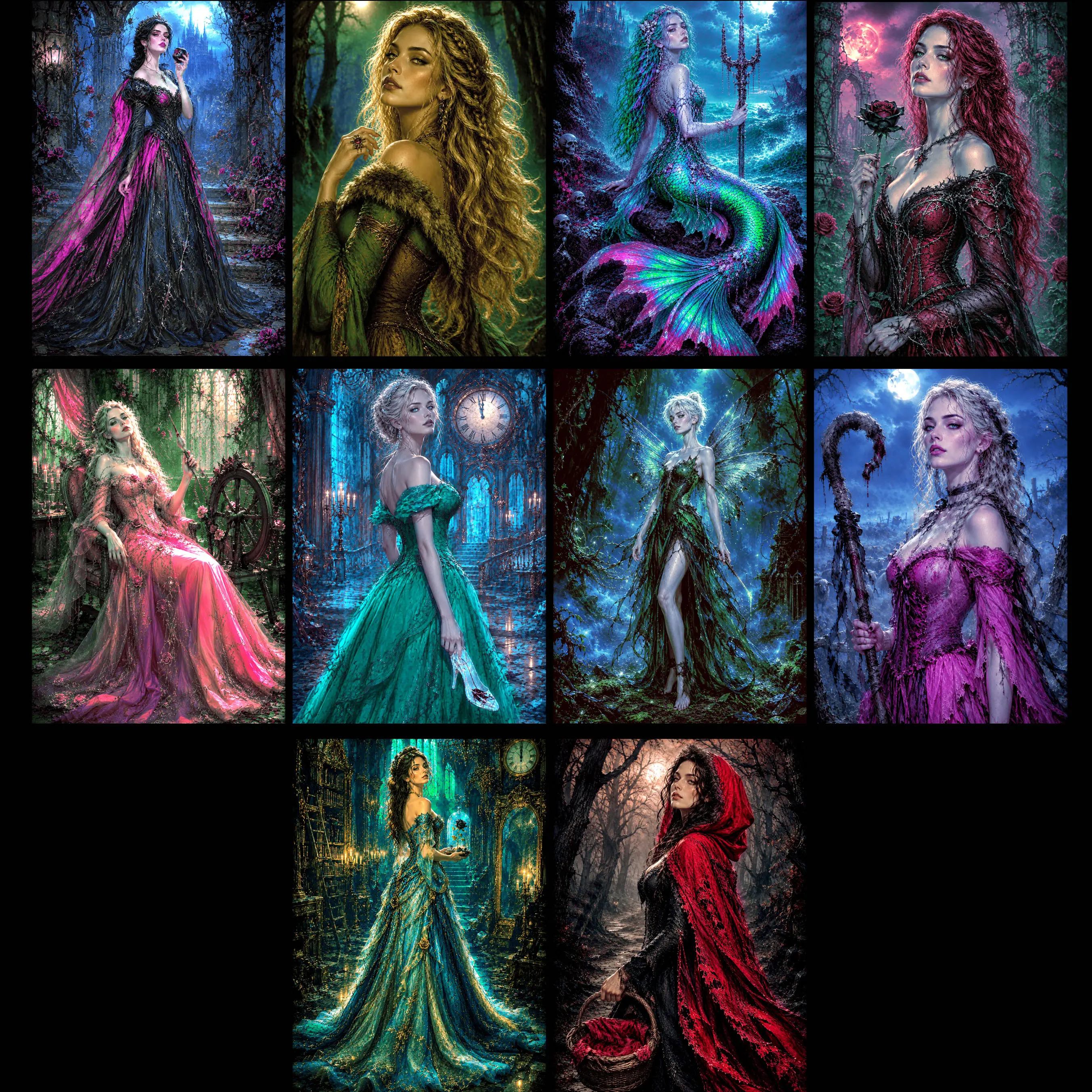 FAIRYTALE Princesses Character Art! 5 x 7 (From Happily Never After)