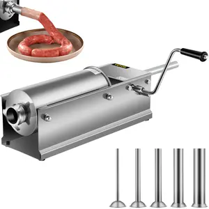 VEVOR Manual Sausage Stuffer,  5 L / 11 LBS Horizontal Sausage Machine, Dual-Speed Meat Stuffer, Made of Food-Grade 304 Stainless Steel, Includes 5 Stuffing Tubes, for Home Kitchen Restaurant Commercia