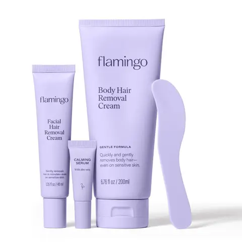Flamingo Hair Removal Cream Duo - Face & Body (200ML), 7-Day Long-Lasting Results, Mild Scent, Gentle for Sensitive Skin, Travel Essential, Summer Must-Have