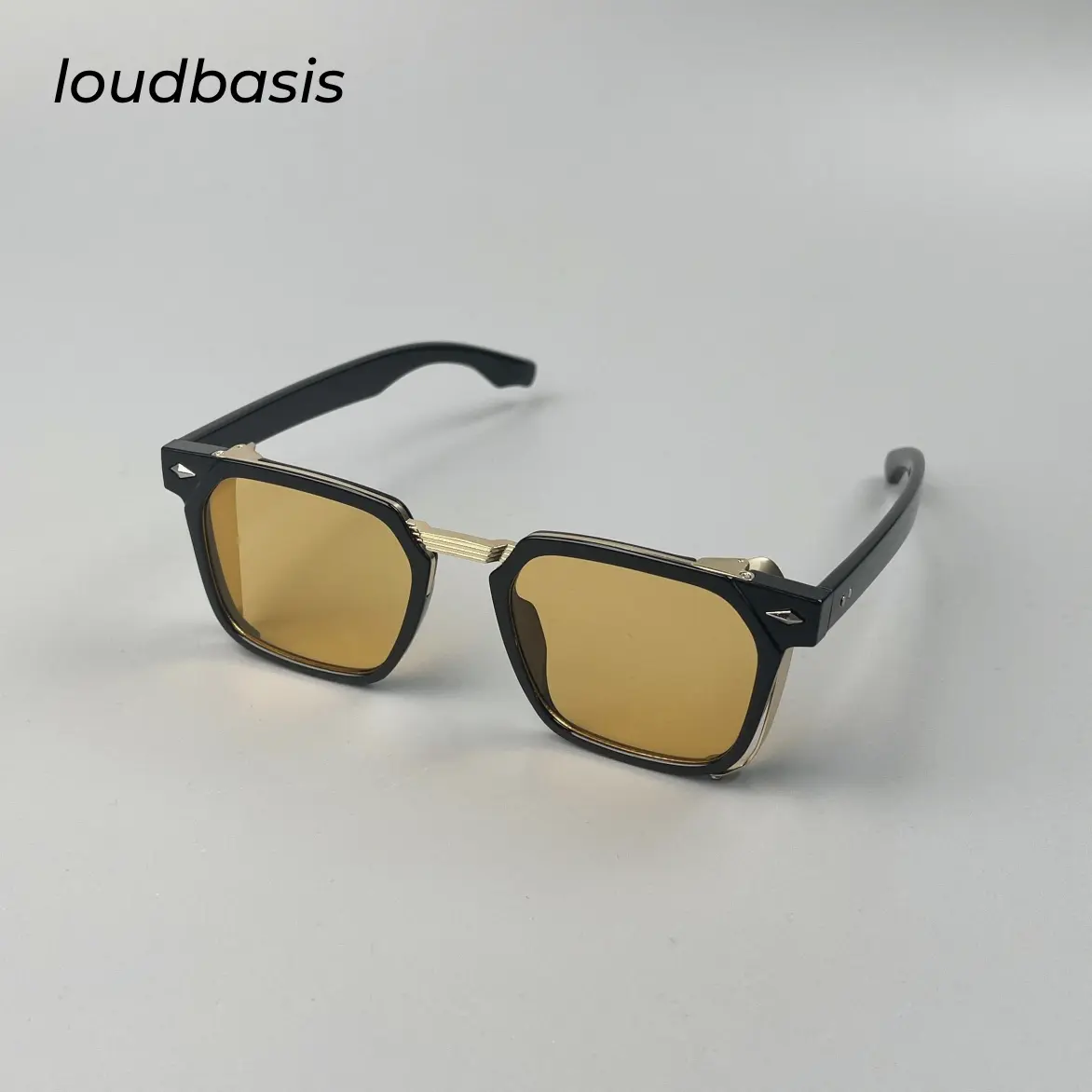 Punk Metal Sunglasses with Yellow Lenses - Fashionable, Funky, Modern Trendy Styles, Punk Shades, Stylish Shades