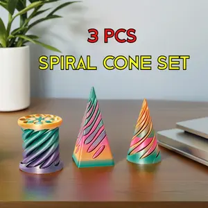 Impossible Cone 3 Packs Spiral Cone Fidget Toy 3DPrinted Mini Vortex Thread Illusion Desktop Deco Souvenir Gift For Anxiety Relief