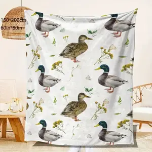 Mallard Duck Print Flannel Throw Blanket - All-Season Cozy Lightweight Soft Throws - Multipurpose Knitted Throw for Sofa, Bed, Camping, And Travel - Tropical Style with Butterfly & Floral Patterns 6
