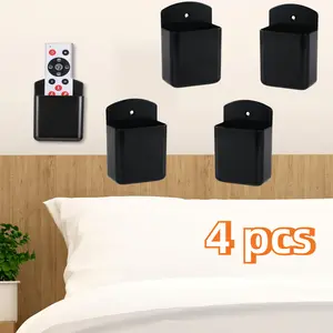 4 Pcs Remote Control Holder Wall Mount, TV Controller Holders, Self Adhesive Remote Holders, Wall Pen Holder Storage Accessories for Home Office School Supply Storage (Black)