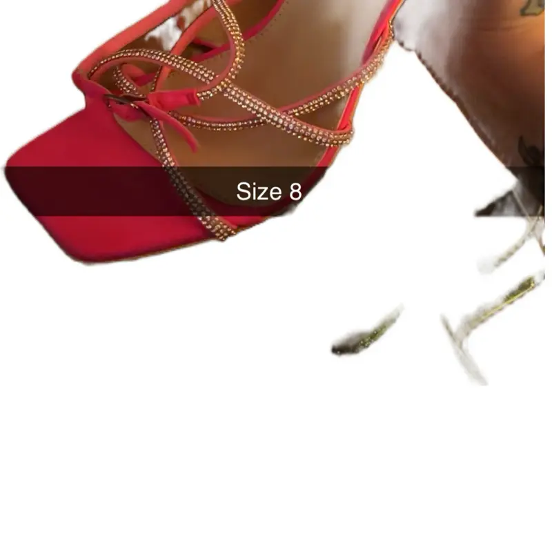 Elegant Red Heels with Rhinestones, Size 8, Perfect for Special Occasions