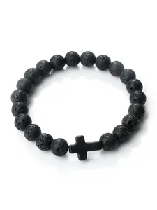 Jesus Cross Men's Bracelet, Natural Lava Turquoise Beaded Pendant, Women's Yoga Wristband, Prayer Jewelry Gift, High Quality Bracelet, Premium Bracelet